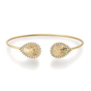 Shiny Bangle 14K (or 18k upon request) Yellow Gold Diamond Bracelet